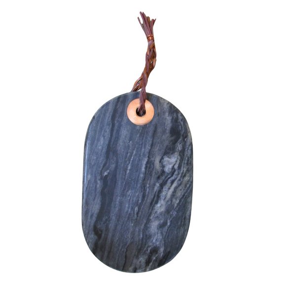 Granite Cutting Board with Copper Accents and Leather Strap